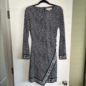 MICHAEL Michael Kors Blue and White Long Sleeve Dress